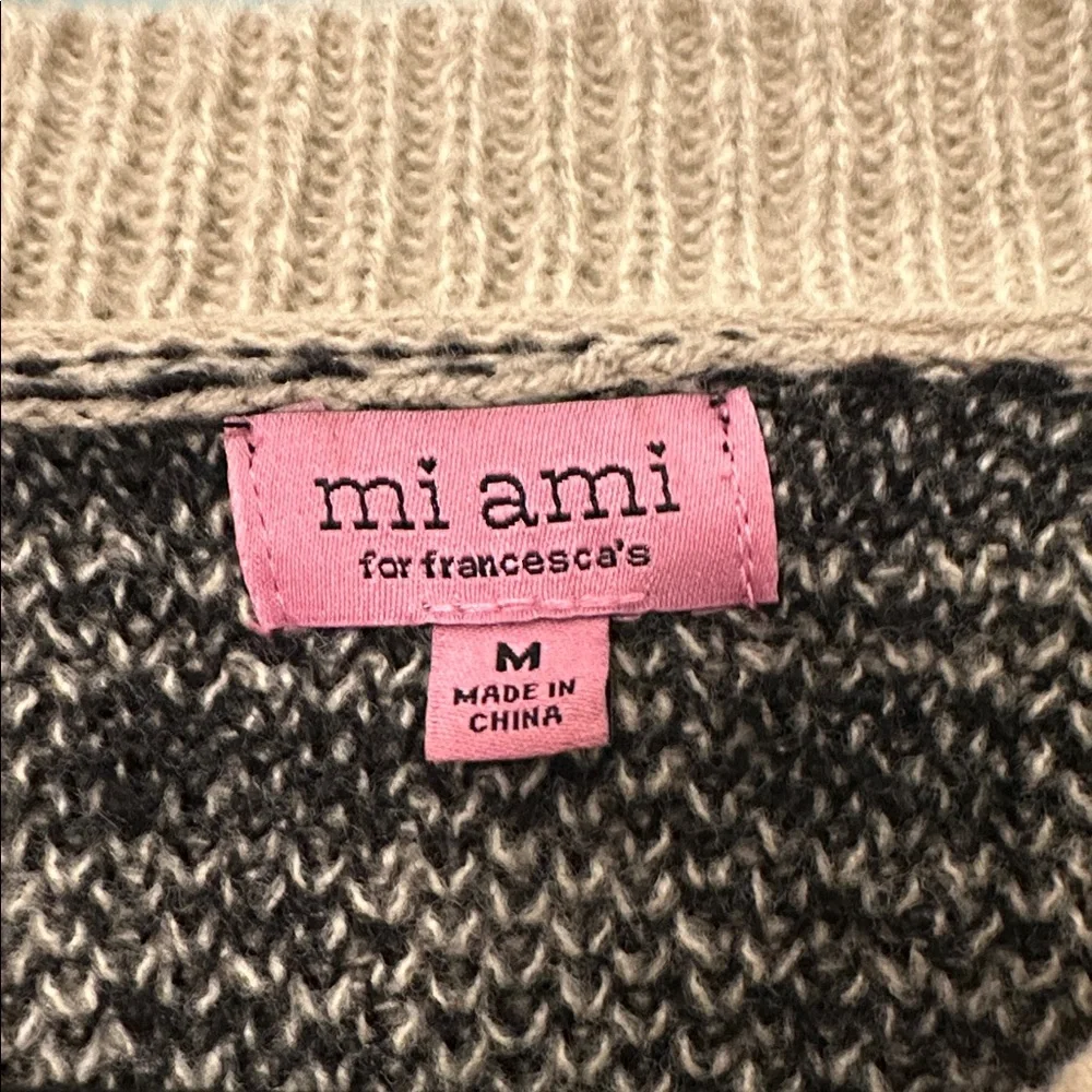 miami for francesca’s Nicky Plaid Sweater Tan and Black Size Medium